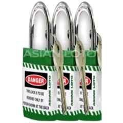 Asian Loto 3 Pcs Metal & Plastic Green Regular Shackle Jacket Padlock Set with 3 Keys, ALC-LPR