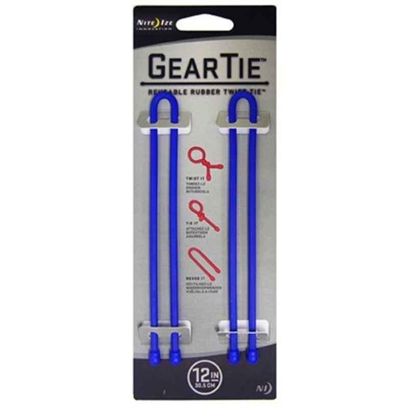 Nite Ize GearTie 12 inch Rubber Blue Reusable Twist Tie, NI5210 (Pack of 2)