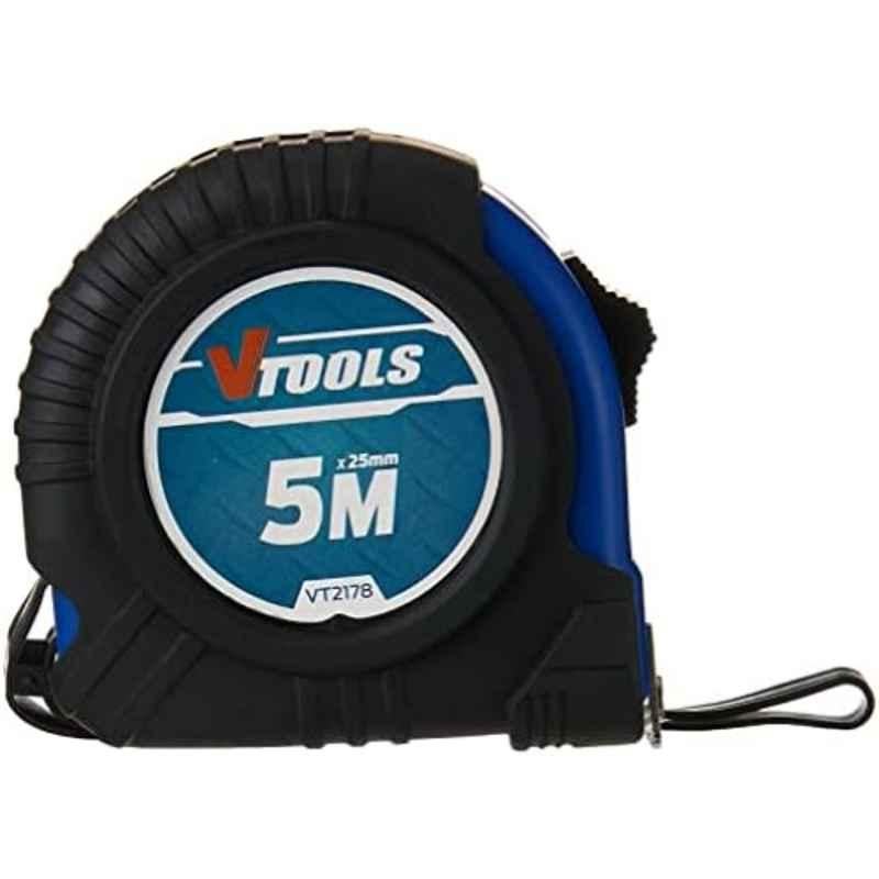 VTOOLS 5m Self Lock Measuring Tape with Magnetic Tip Hook & Shock Absorbent Case, VT2178