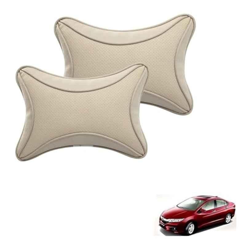 Kozdiko 2 Pcs Beige Dots Neck Rest Pillow Set for Honda D-Tec (2014-2019)