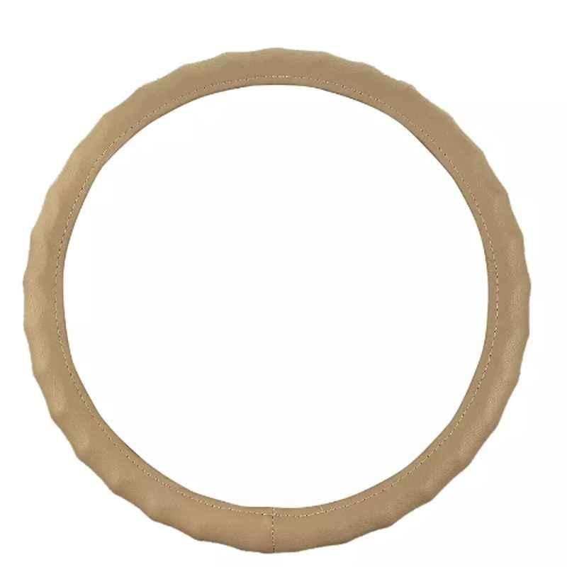 Edylinn Faux Leather Beige Steering Wheel Cover for Rapid 2021