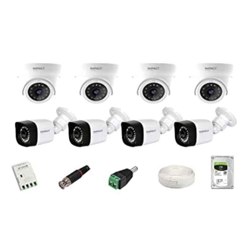 Impact by Honeywell 2MP CCTV Kit with 4 Dome & 4 Bullet Camera, 1TB Hard Disk & All Accessories, I-MKIT8CH-4.1