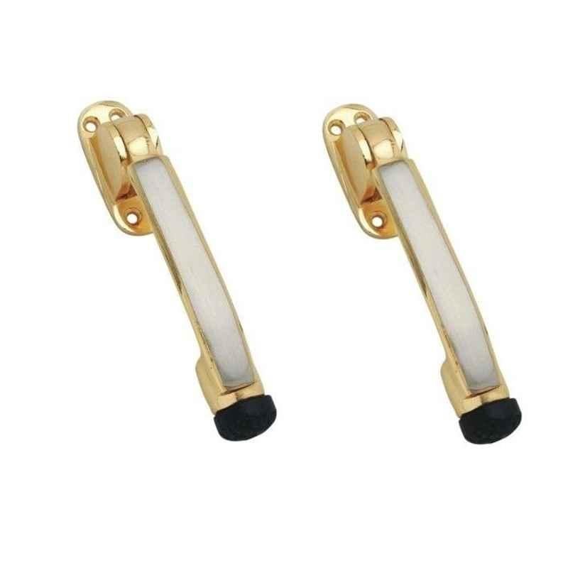 Smart Shophar 5 inch Brass Gold Silver Meldal Door Stopper, SHA10ST-MELD-GS05-P2 (Pack of 2)