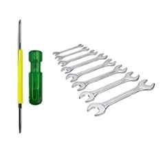 Hillgrove HGCM253 Carbon Steel 8Pcs Double Open Ended Wrench Spanner with 2 in 1 Screwdriver Set