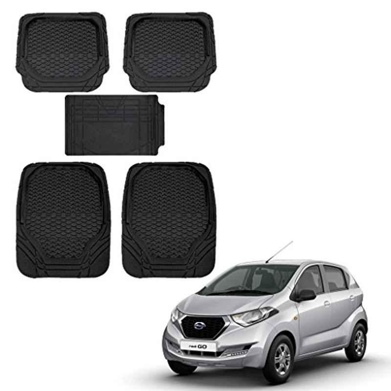 Kozdiko 8855TW 5 Pcs Rubber Black Rubber Car Mat Set for Datsun Redi Go