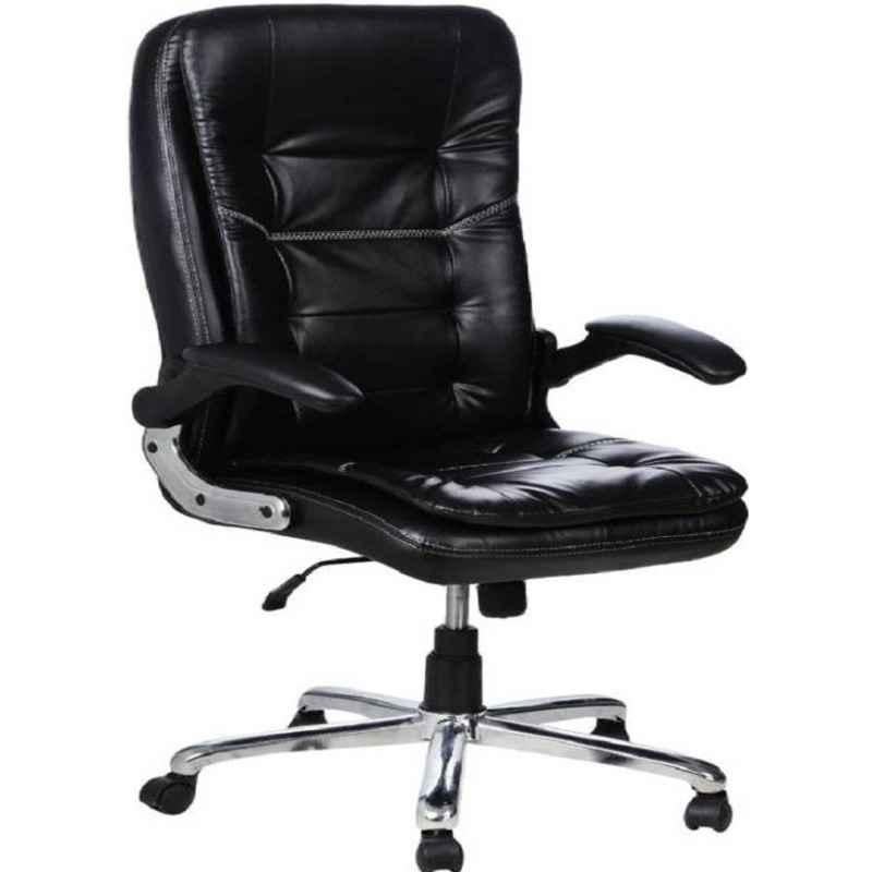 Chair Garage PU Leatherette Black Adjustable Height Office Chair with Back Support, CG137