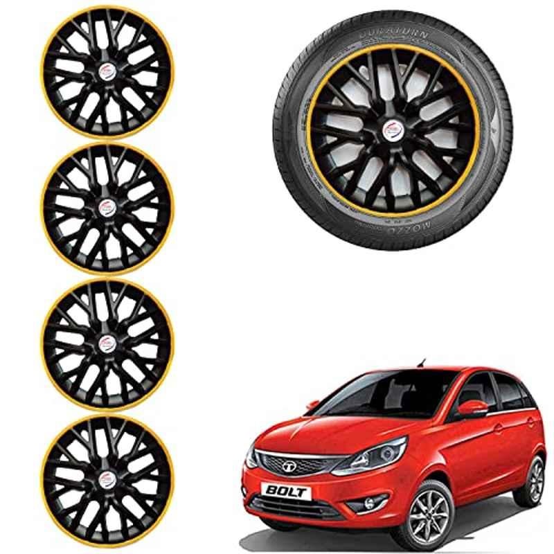 Auto Pearl 4 Pcs 14 inch ABS Black & Yellow Car Wheel Cover Set for Renault Bolt