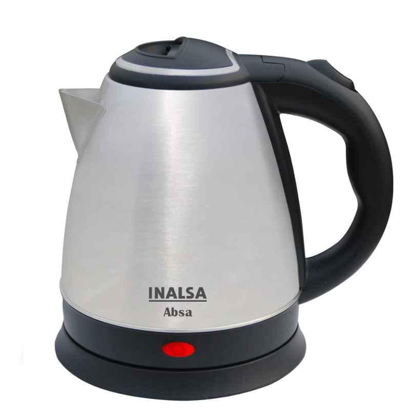 Inalsa Absa 1350W 1.5L Black & Silver Stainless Steel Electric Kettle with Auto Shut Off & Boil Dry Protection Safety