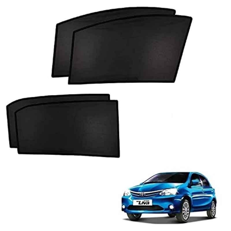 Kozdiko 4 Pcs Custom Fit Non Magnetic Curtains Mesh Car Sun Shade Set for Toyota Etios Liva