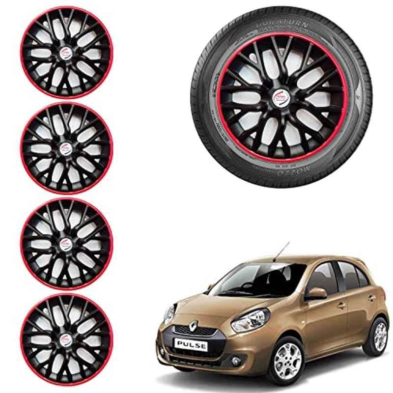 Auto Pearl 4 Pcs 14 inch ABS Black & Red Car Wheel Cover Set for Renault Pulse