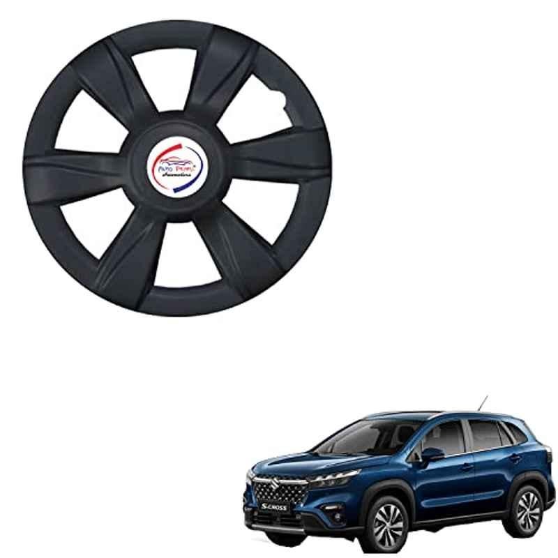 Auto Pearl 4 Pcs 15 inch ABS Xylo Black Hubcap Wheel Cover Set with Retention Ring for Maruti Suzuki Scross Facelift