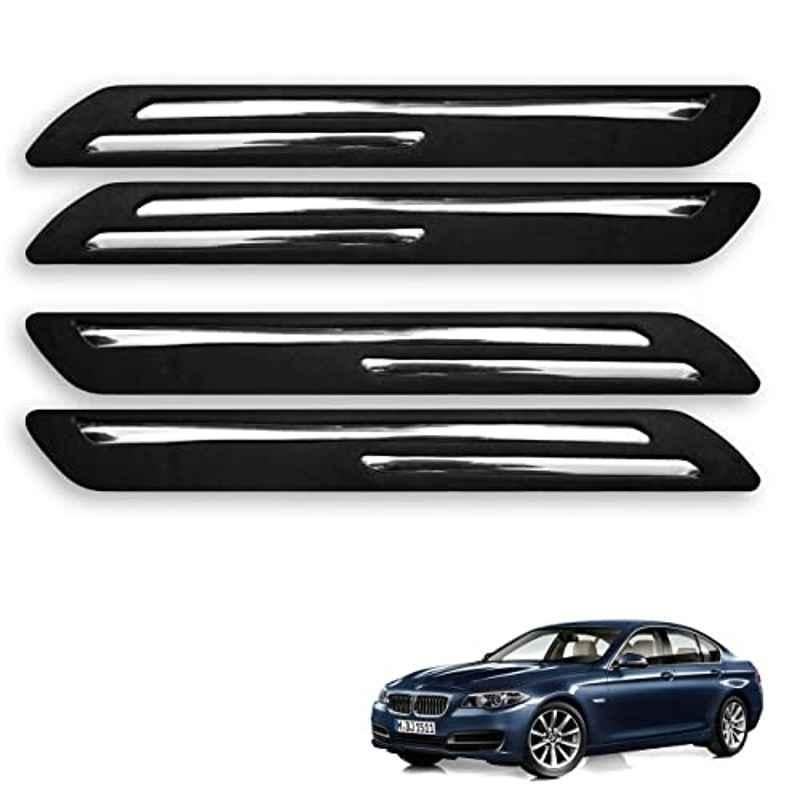Kozdiko 4 Pcs Rubber Black Double Chrome Strips Car Bumper Protector Guard Set for BMW 5 Series