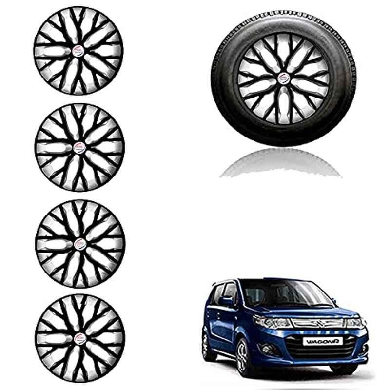 Auto Pearl 13 inch ABS Black & Silver Press Type Car Hub Cap Wheel Cover for Wagon R 2017