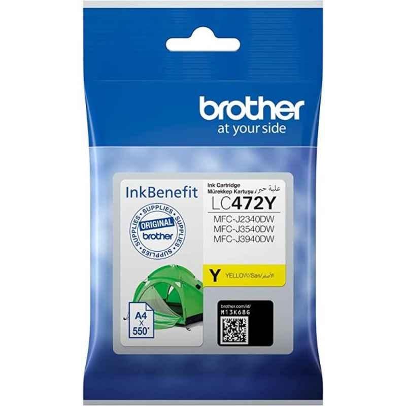 Brother Genuine Yellow Printer Ink Cartridge, LC472Y