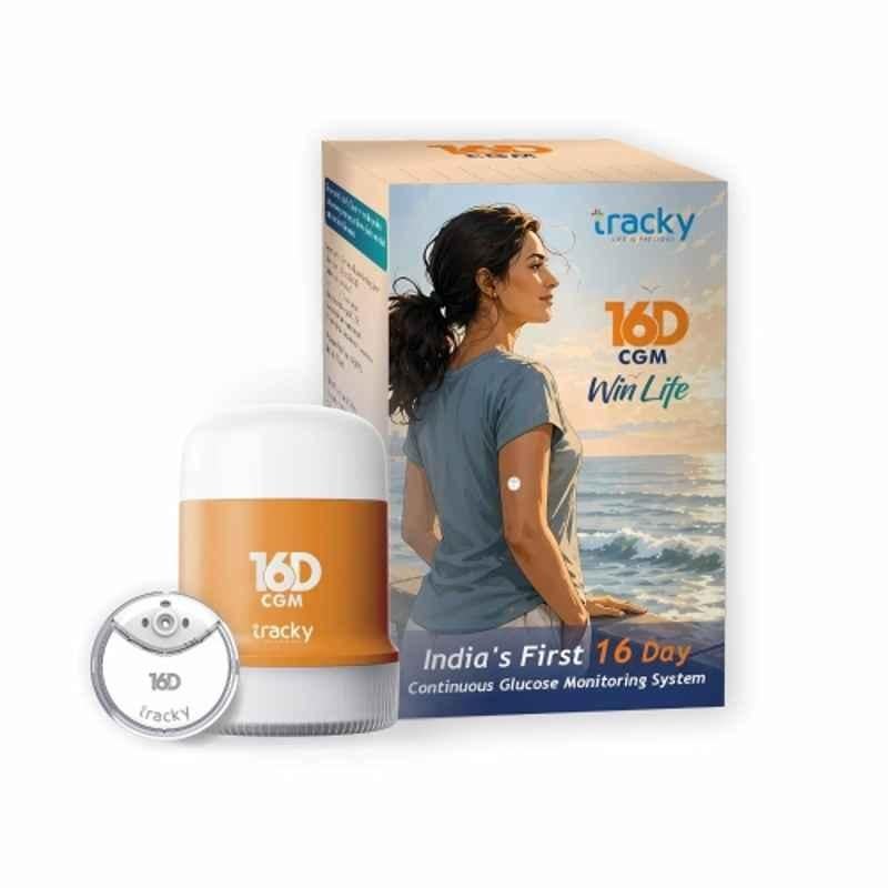 Tracky 16D CGM Continuous Glucose Monitor with 16 Days Wear, Real-Time Glucose Tracking, Smart High & Low Alerts, Factory Calibrated, App with AI Insights, Nightscout Integration, Health & Fitness Integrations