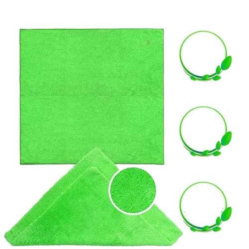 AllExtreme 2 Pcs 40x40cm Green Lint Free & Streak Free Microfiber Cleaning Towel Dust Cloth Set