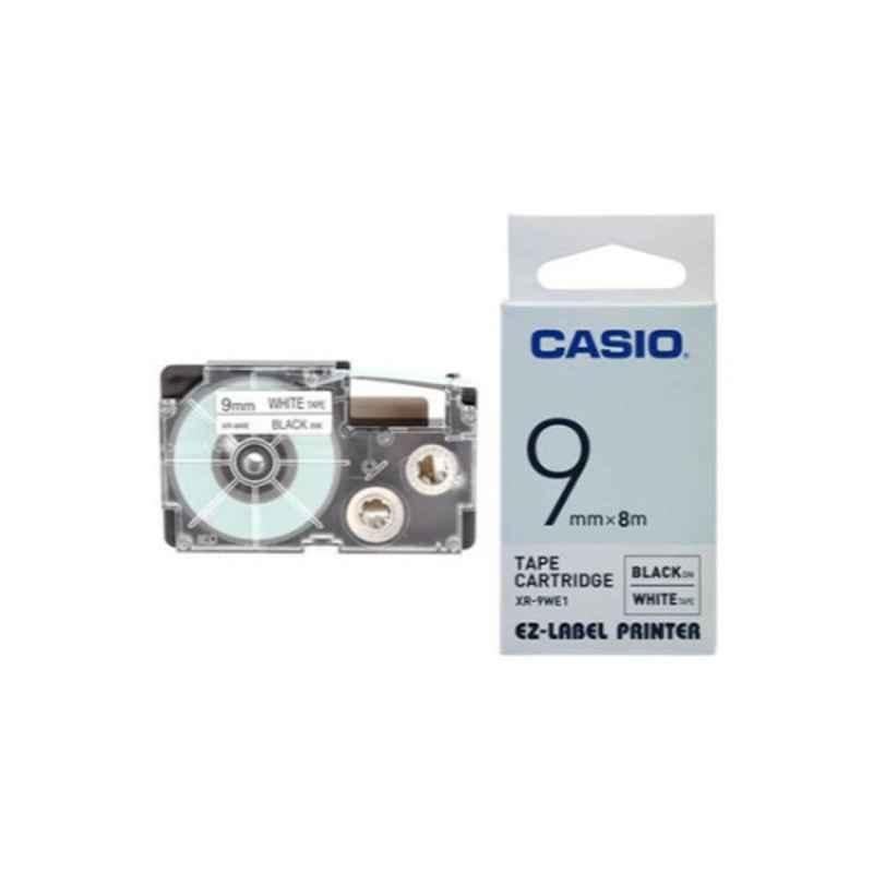 Casio XR-9WE1-W-DJ 9mm White Adhesive Label Printer Tape
