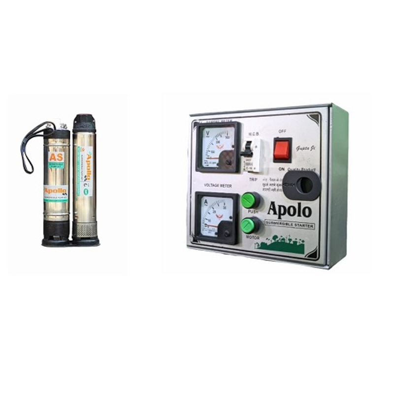 LAL APOLLO PLUS 1HP 4 inch 10 Stage Single Phase Borewell Oil Filled Submersible Pump with Control Panel