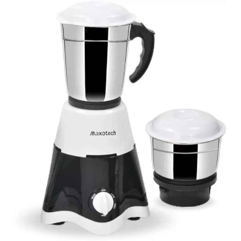 Maxotech Zack 550W ABS Black & White Copper Motor Mixer Grinder with 2 Jars