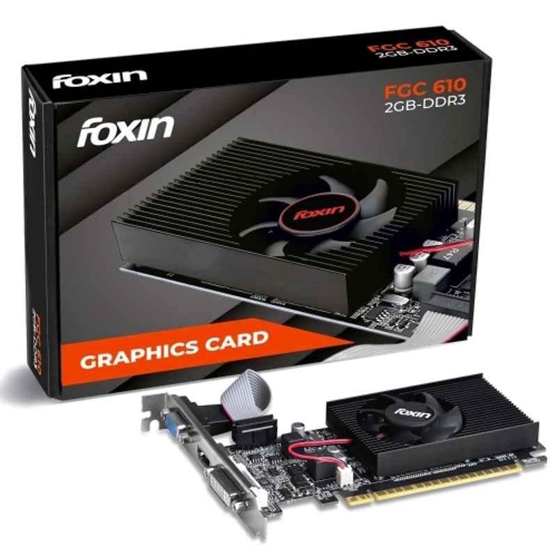 Foxin FGC 610 2GB DDR3 64 bit Black Graphics Card with Heatsink Cooling Fan, VGA, HDMI & DVI Port