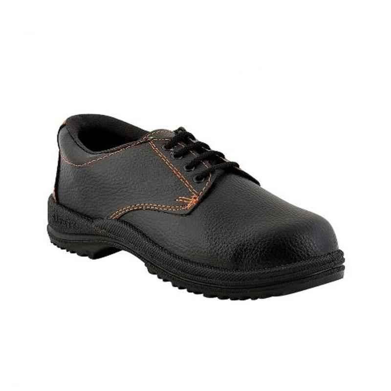 Dyke Eco Plus Leather Steel Toe Black Work Safety Shoes, Size: 7