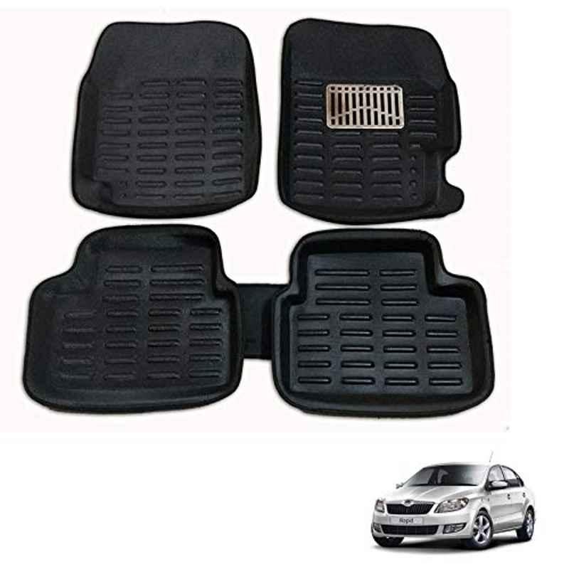 Kozdiko Thermoplastic Elastomer Black 3D Car Floor Mat Set for Skoda Rapid, Koz-88170