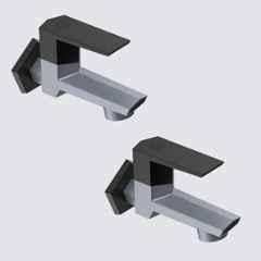 RN G20 15mm PTMT Metallic Grey & Black Foam Flow Long Body Bib Cock with Flange, RNG2009B32 (Pack of 2)