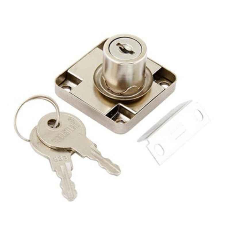 Robustline 22mm Silver Drawer Lock with Single Turn Normal Key, 1213VY2F89Q