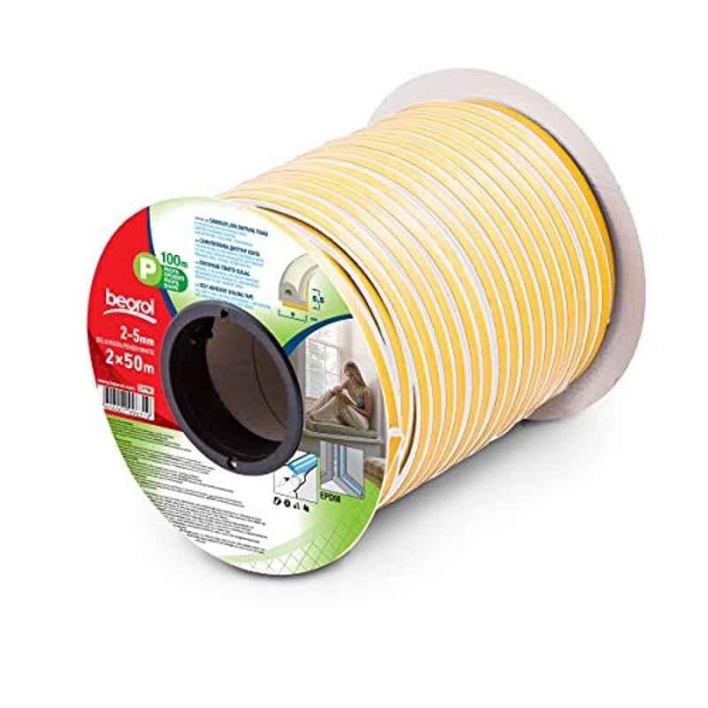 Beorol Self Adhesive Sealing Tape White 2x50M-P Shape Profile-Dtpbe