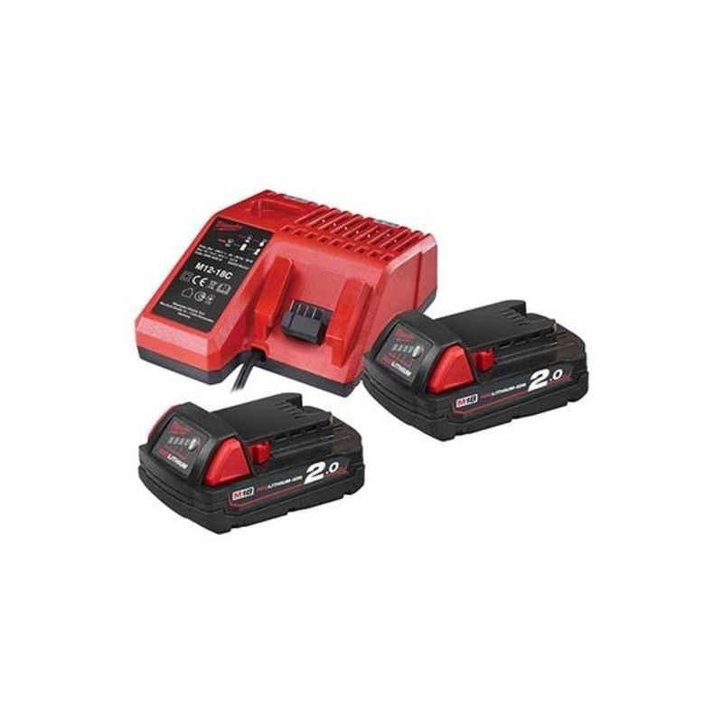 Milwaukee 3Pcs 18V Red & Black Battery & Rapid Charger Kit, M18NRG-202
