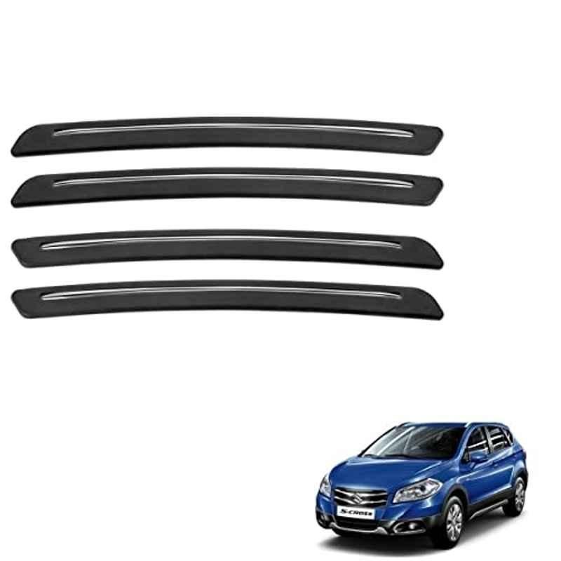 Kozdiko 4 Pcs Rubber Black Car Bumper Protector Set with Chrome Strip for Maruti Suzuki S-Cross