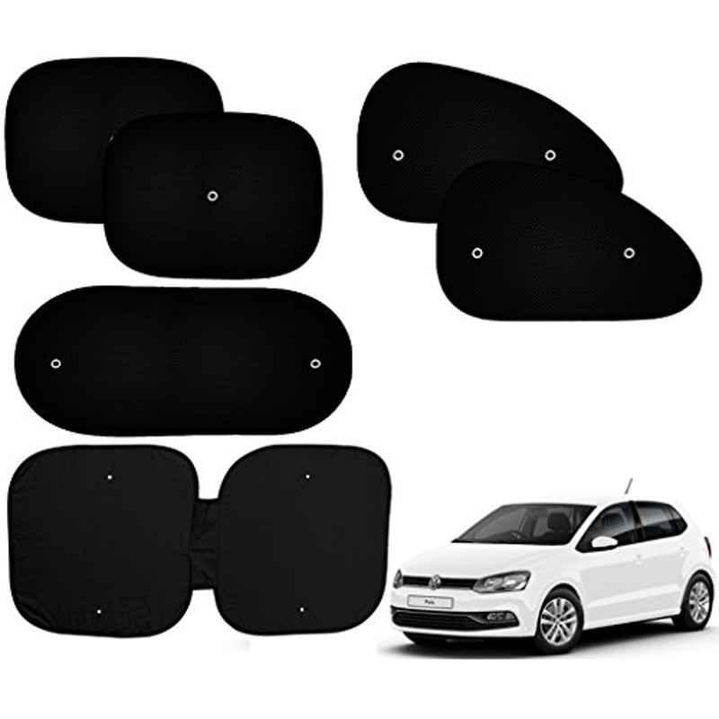 Auto Pearl 6 Pcs PVC & Mesh Black Window, Front & Rear Sun Shade Set for Volkswagen Polo Exquisite
