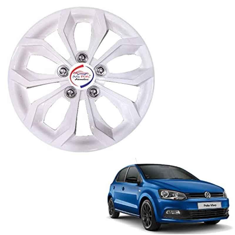 Auto Pearl 4 Pcs 15 inch ABS Pearl White BBR45 Hubcap Wheel Cover Set with Retention Ring for Volkswagen Polo Vivo GT