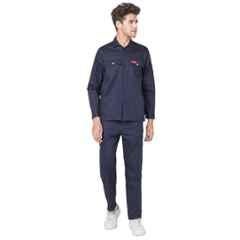 French Terrain 200 GSM 100% Cotton Navy Blue Industrial Work Wear Jacket & Pant Set for Men, Size: 4XL (48 cm)