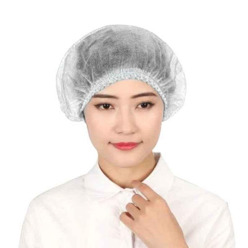 Oriley 18 inch 8 GSM Disposable Non-Woven Elastic Head Cover Bouffant Cap, ORHC25 (Pack of 25)