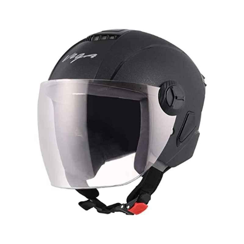 Vega Aster ABS Black Open Face Helmet, VHA, Size: L
