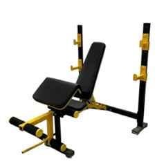 GYM24 Equipment Model-3 250kg Capacity Alloy Steel Black & Yellow 8 in 1 Adjustable Workout Bench with Squat Rack