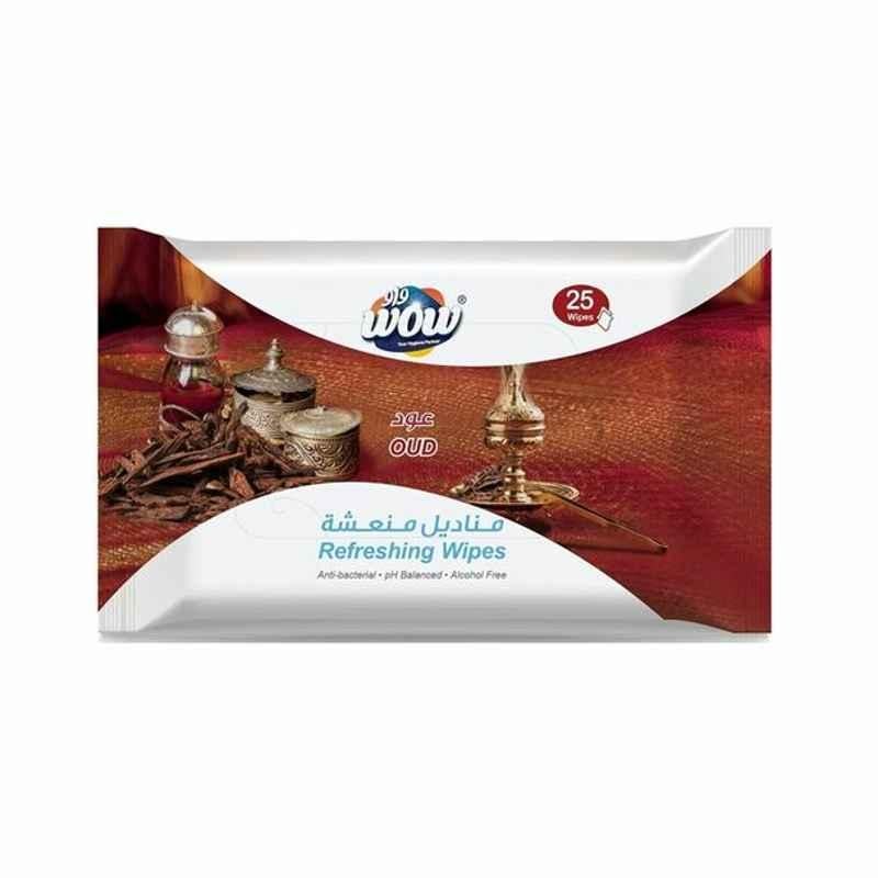 Wow Anti-Bacterial Refreshing Wipes, Oud, 25 Pcs/Pack
