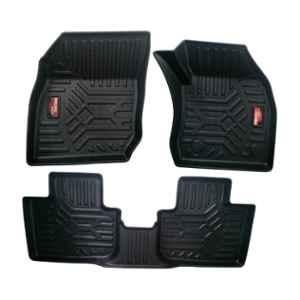 Pruvu 3 Pcs TPE Black 2 Row Car Floor Mat Set for Manual Skoda Slavia 2022, PRU-TFM 032