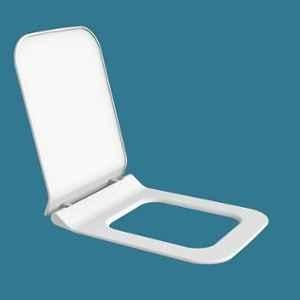 Plantex Polypropylene Rectangle Glossy White Toilet Seat/Western Toilet Seats For Bathroom/Soft Closing Toilet Seat/Toilet Seat Cover