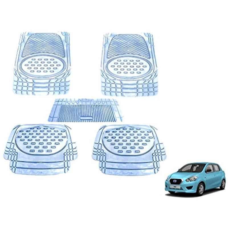 Kozdiko 5 Pcs 6605 PVC & Rubber Clear Car Foot Mat Set for Datsun Go
