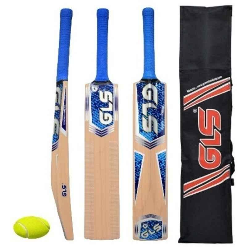 GLS Strom 900-1100g Poplar Willow Wood Scoop Design Cricket Bat with Ball & Cover for 15+ Yrs