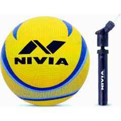 Nivia Craters Volleyball (Blue/Yellow) Size 4 with Ball Pump Volleyball, Size: 4 (Standard)