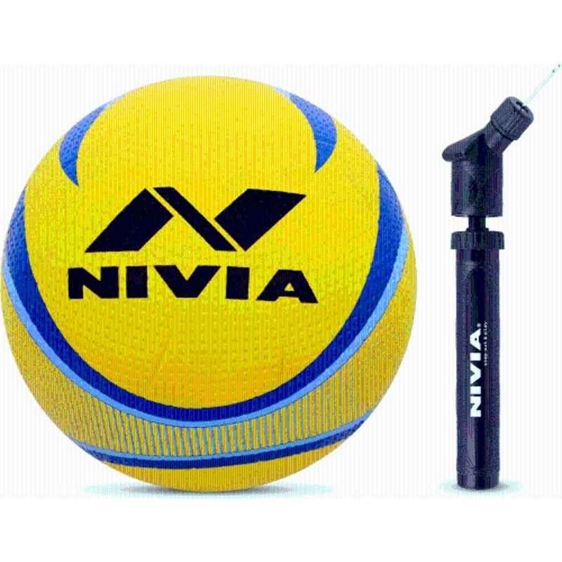 Nivia Craters Volleyball (Blue/Yellow) Size 4 with Ball Pump Volleyball, Size: 4 (Standard)