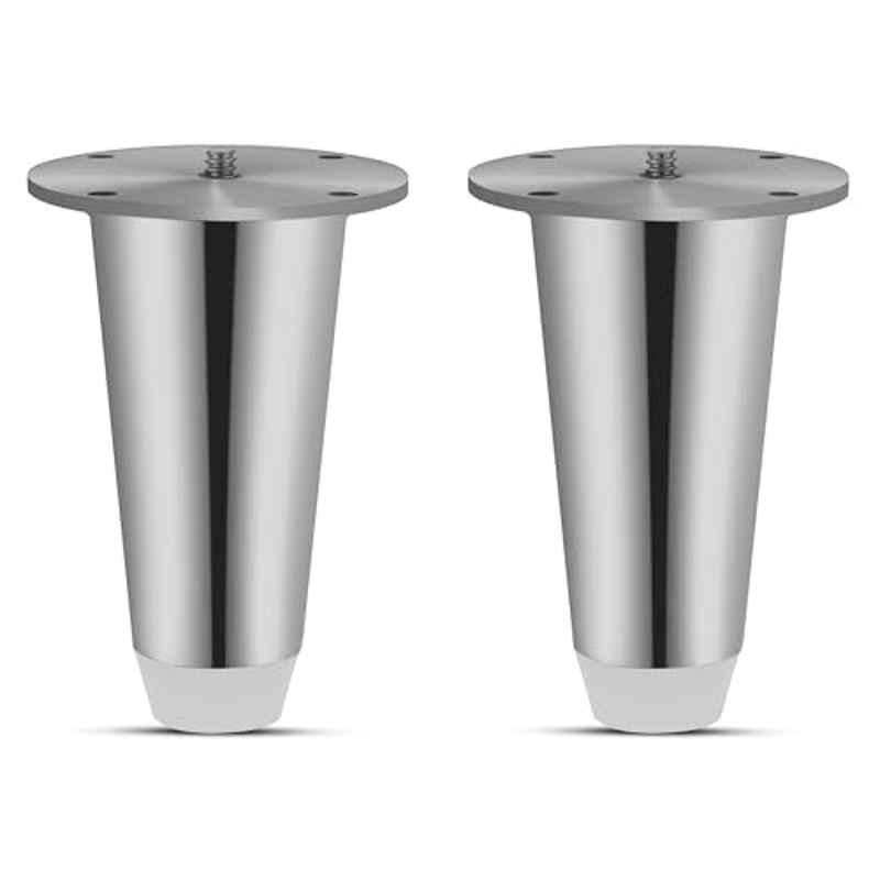 Plantex Heavy Duty Round 4 inch e Spare Sofa Legs/Sofa Bushes for Hight/Legs for Furniture Set of 2 Pcs, Chrome