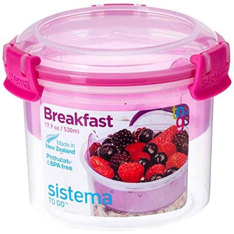 Sistema 400ml Plastic Pink To Go Breakfast Bowl, 21355