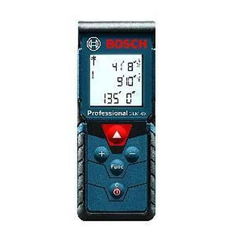 BOSCH Laser Distance Meter 135 ft. LCD Piece AAA Pocket-sized, real-time continuous measurement, ar
