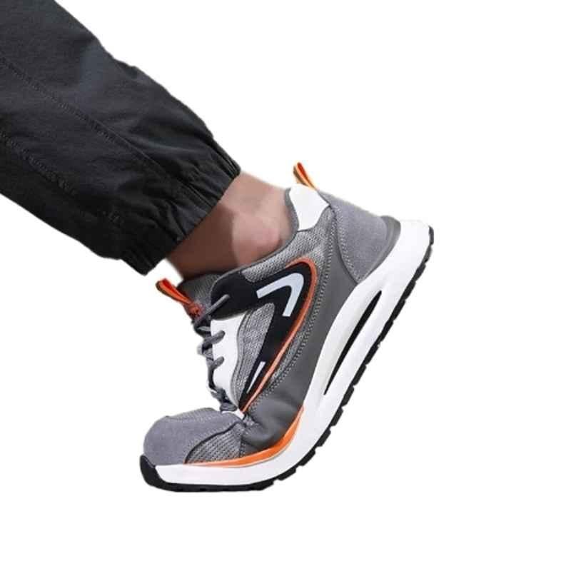 VACPAC Rubber Steel Toe Grey Premium Stylish Sports Safety Shoes, Size: 8.5
