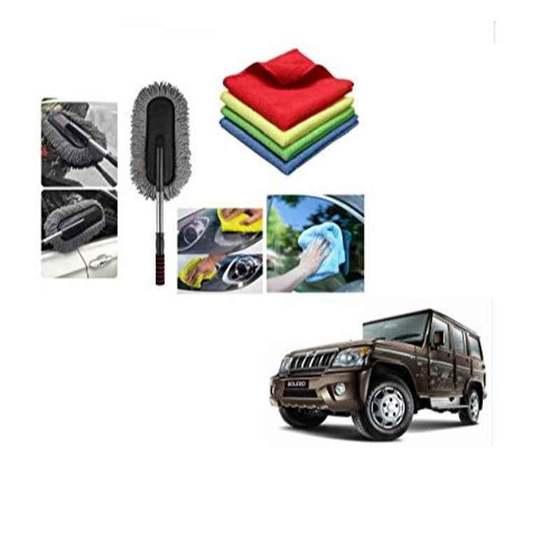 Kozdiko 4 Pcs 40x40cm Microfiber Car Cleaning Cloth Set & Cleaning Duster Combo for Mahindra Bolero