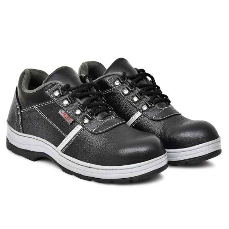 Ozarro Leather Steel Toe Black Safety Shoes, S4411BLACK, Size: 7